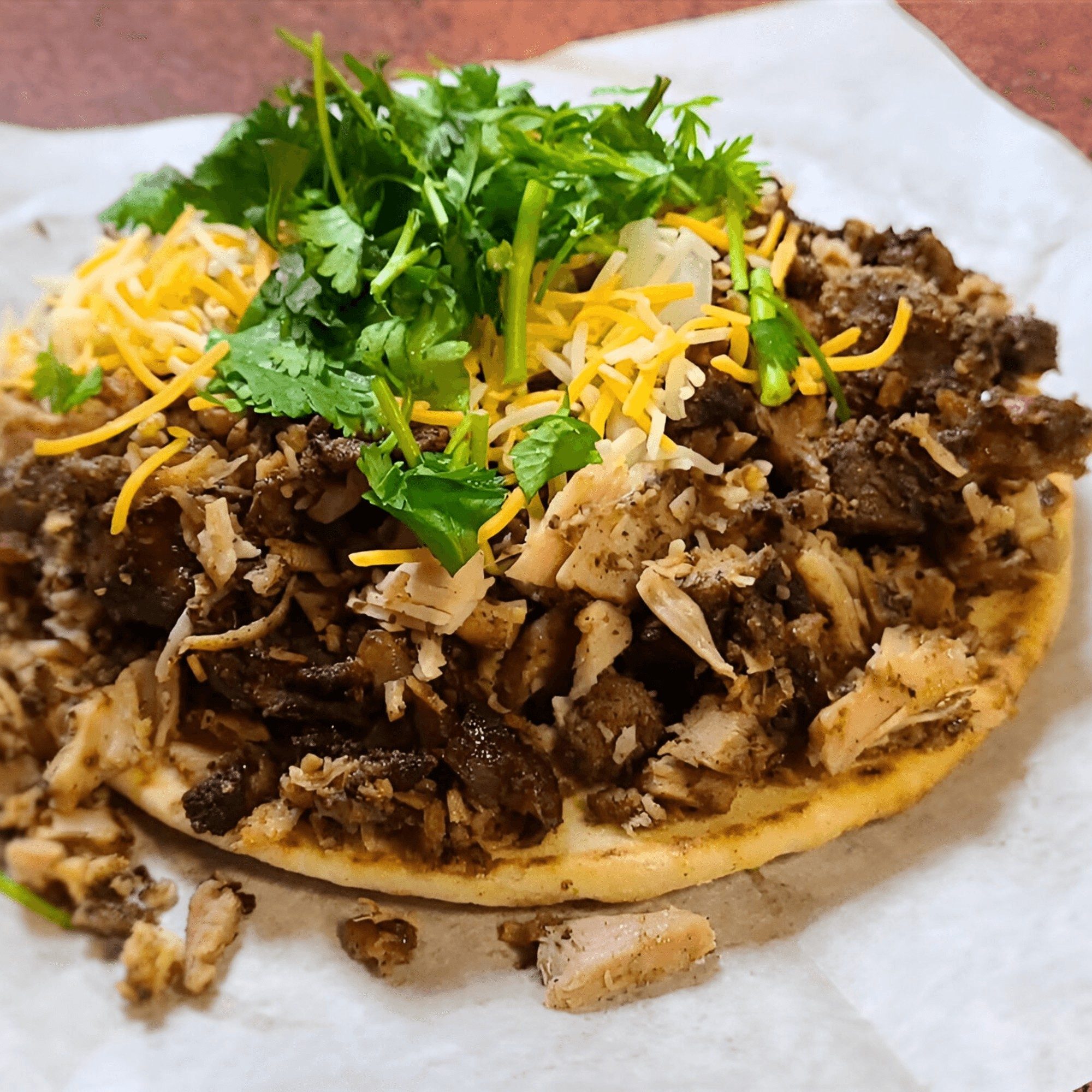 Jerk Chicken Pita Taco.