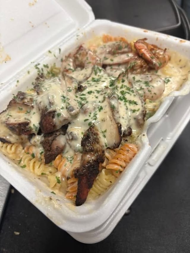 Chicken and Shrimp Pasta.