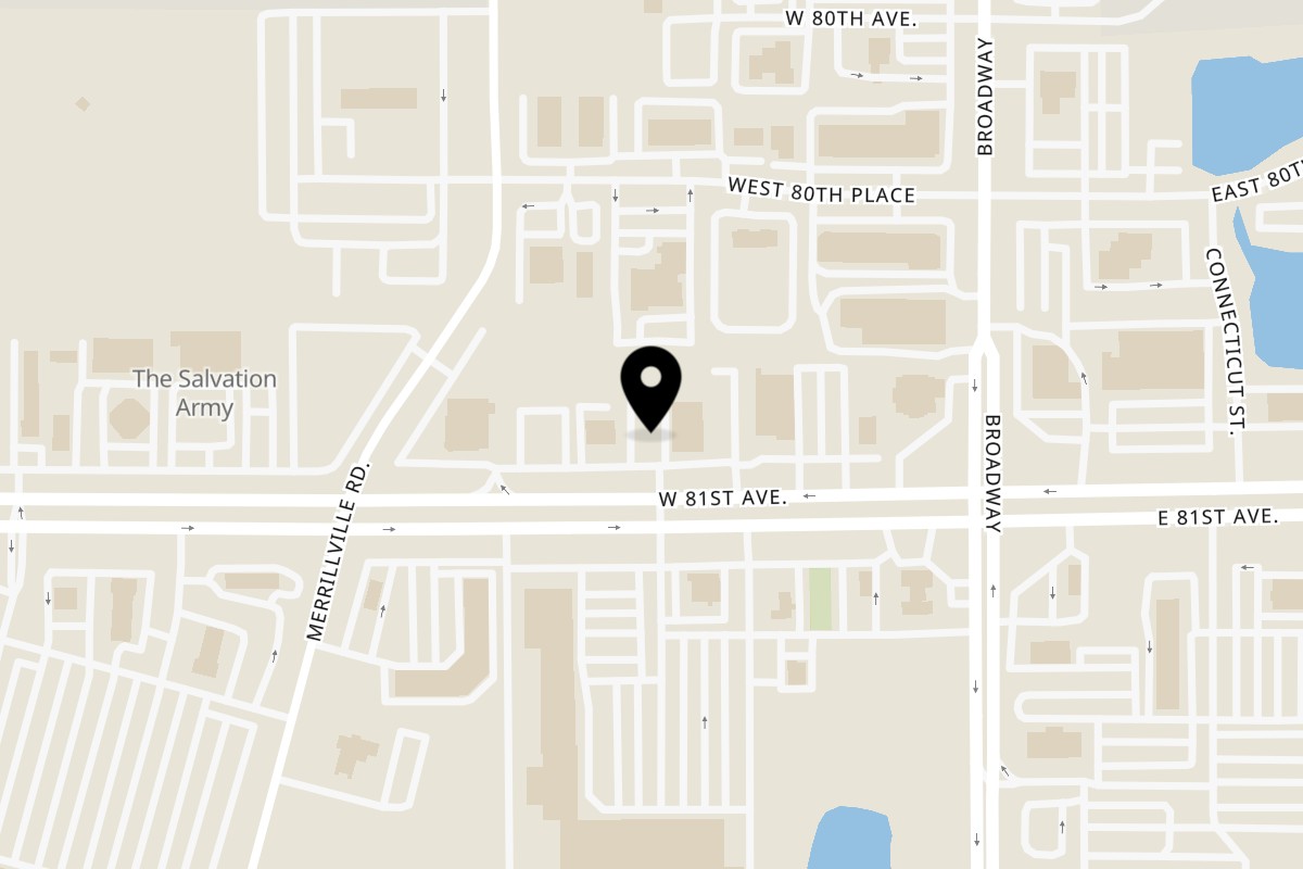 Map showing the location of Jerk N Go Merrillville on 234 81st Ave in Merrillville