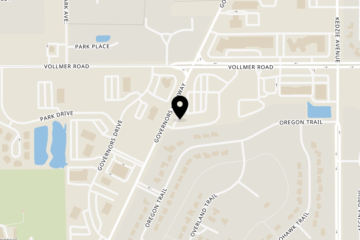 Map showing the location of Jerk N Go Olympia Fields on 3490 Vollmer Rd in Olympia Fields